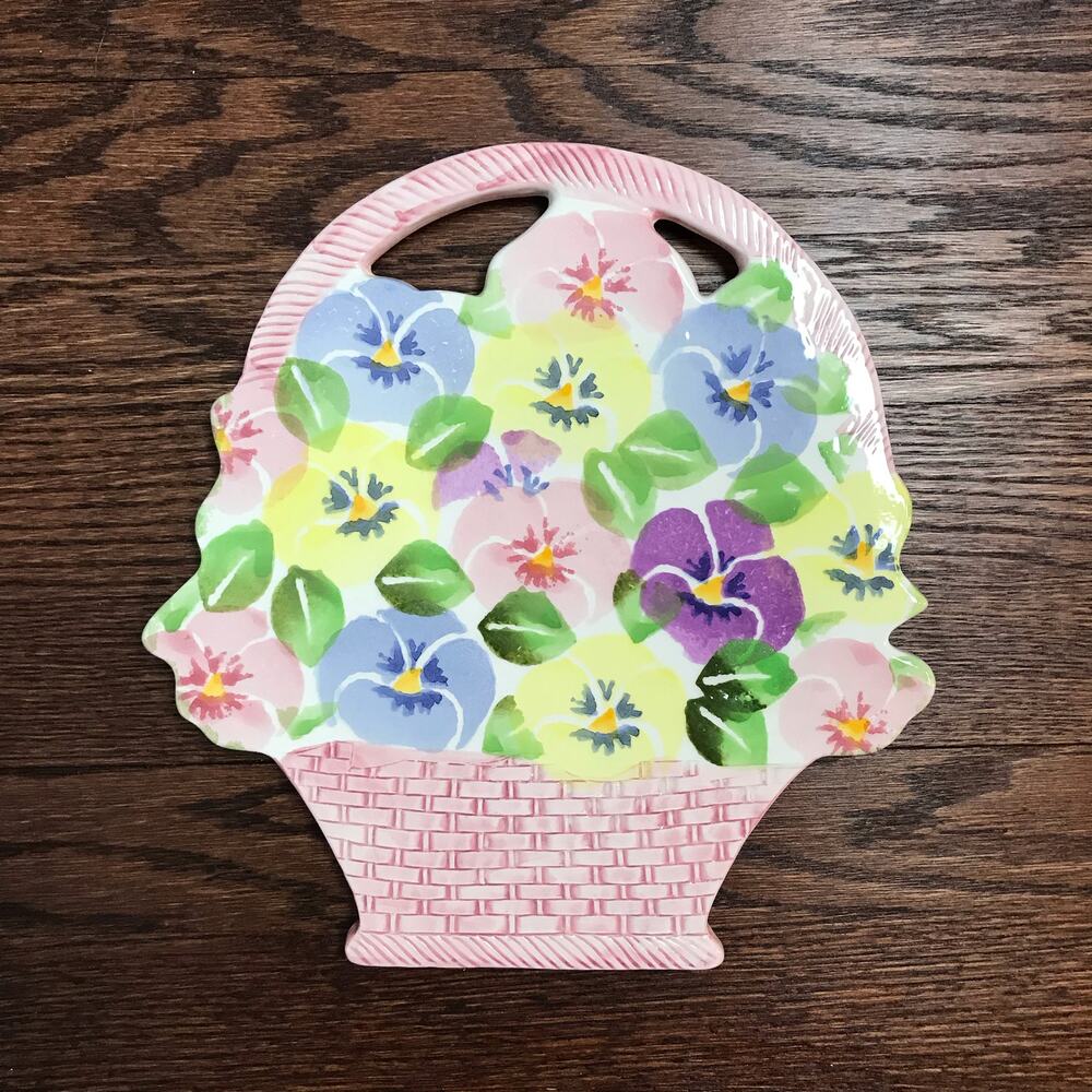 Salute! Italia Made In Italy Ceramic Flower Basket Trivet Or Decor With Crazing